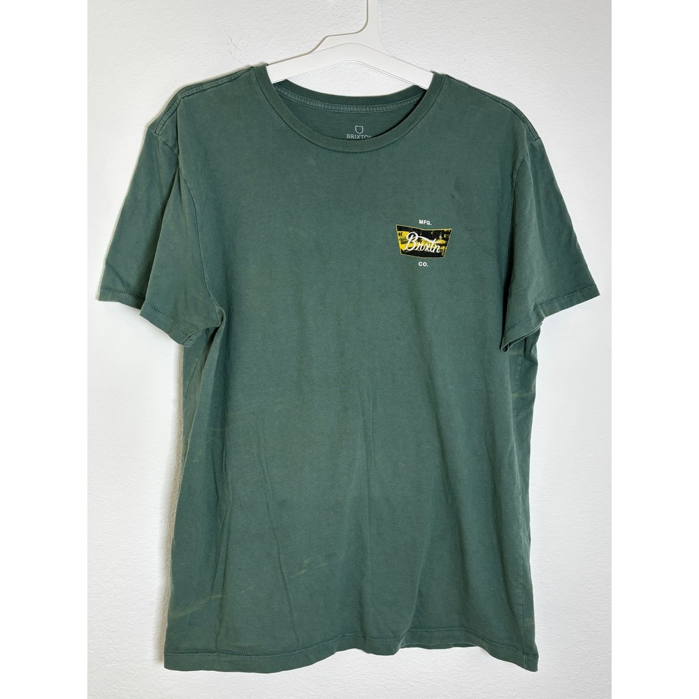 Brixton MFG Co‎ Graphic T-Shirt Mens XL Green Organic Cotton Tailored Fit Tee